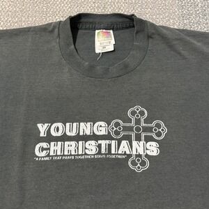 Vintage 90s Young Christians T-Shirt‎ Black Grunge Religious Tee Large